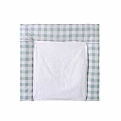 Schardt Wickelauflage Vichy Mint 80x75 Cm Inkl. Abnehmbarem Frotteebezug