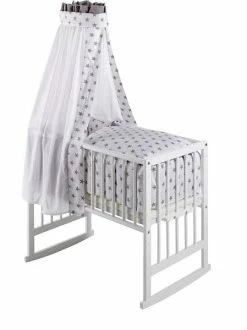 Schardt Multifunktionswiege 5 In 1 Buche Massiv Weiß Lackiert Mit Textiler Ausstattung Big Stars Beige