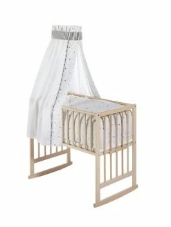 Schardt Multifunktionswiege 5 In 1 Buche Massiv Natur Mit Textiler Ausstattung Sternchen Grau