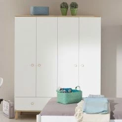 Paidi Ylvie Kleiderschrank 4 Türen 1 Schubkasten Schubkasten Kreideweiß - Aktionspreis
