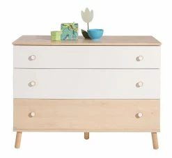 Paidi Ylvie Wickelkommode 3 Schubkästen Breit 2x Schubkasten Kreideweiß, 1x Schubkasten Birke