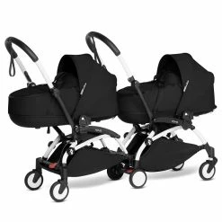 BABYZEN™ YOYO² Zwillingskinderwagen Black Gestell White